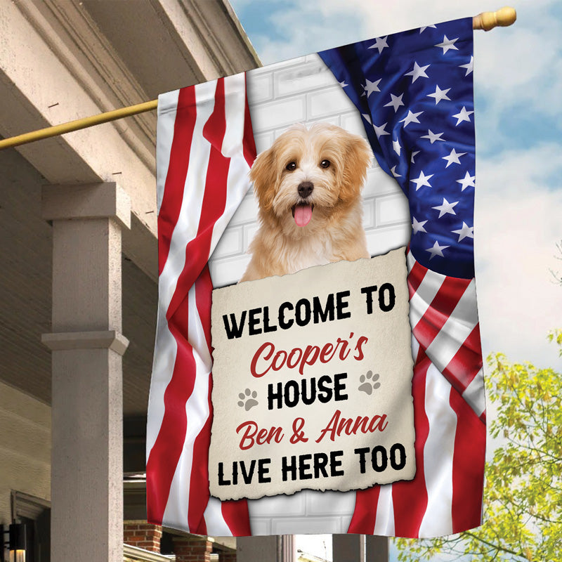 Welcome To The Dog House, Personalized House Flags Custom Photo, Decoration For Dog Lovers