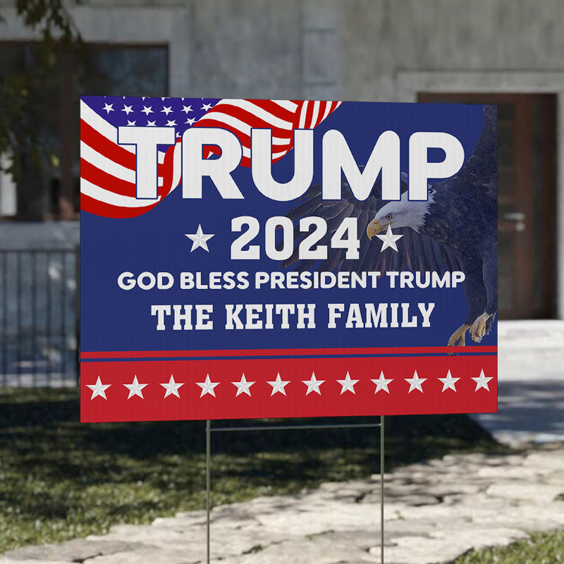 God Bless President Trump 2024, Personalized Yard Sign, Trump Yard Sign, Election 2024