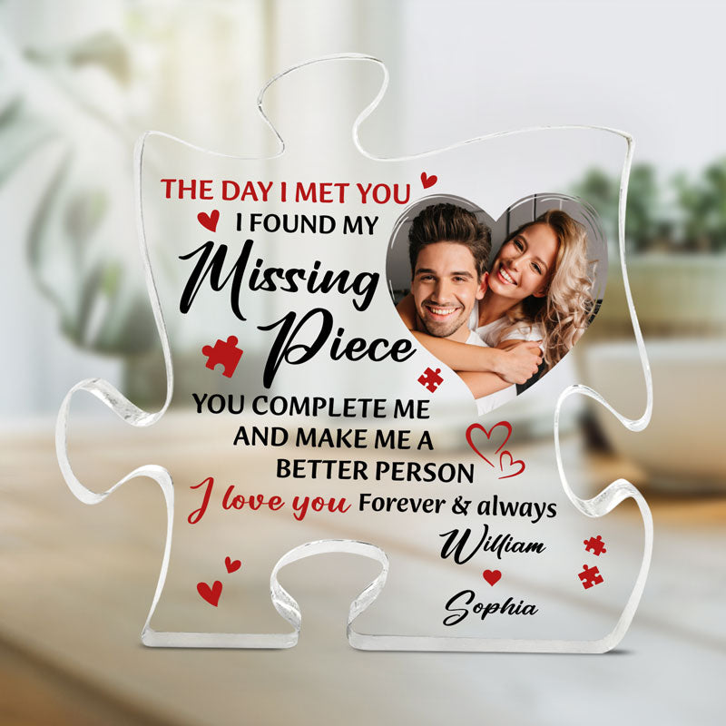 Puzzle Shaped Personalized Acrylic Plaque - Custom Couple Gift - A Piece Of  Our Special Day