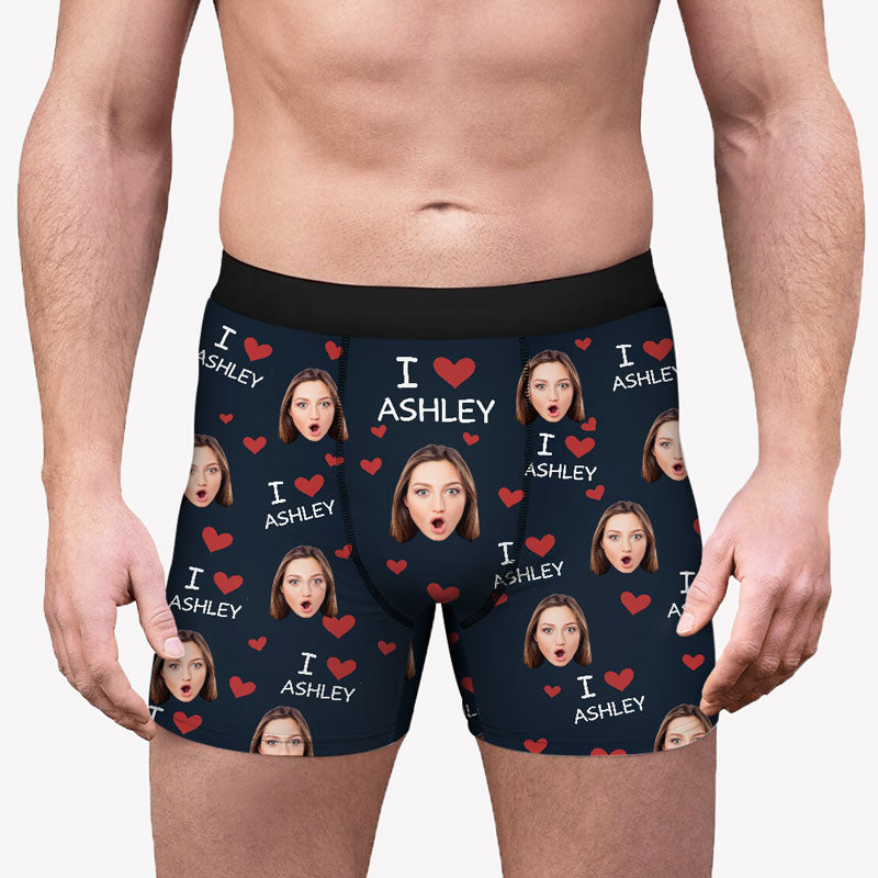 I Love My Wife 2, Personalized Boxer, Funny Valentine Gift For Him, Custom Photo