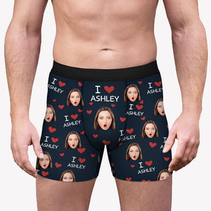 I Love My Wife 2, Personalized Boxer, Funny Valentine Gift For Him, Custom Photo