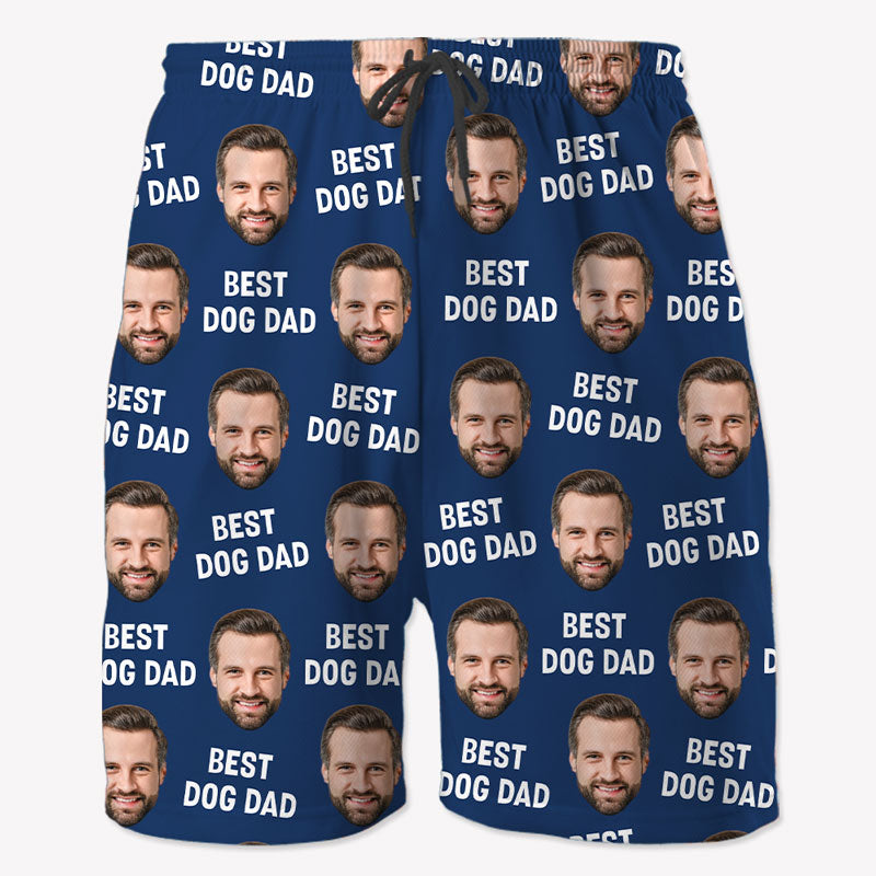 Best Dad Mom Custom Face, Personalized Beach Shorts, Gift For Pet Lovers, Custom Photo