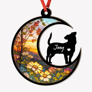 Loss Of Dog Sympathy Silhouette, Personalized Suncatcher Ornament, Car Hanger