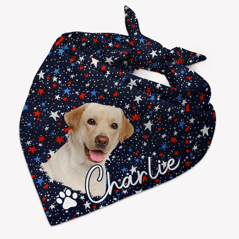 Star Pattern Bandana, Personalized Bandana, Custom Gifts For Dog, Custom Photo