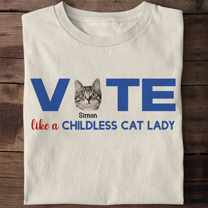 Vote Like A Childless Cat Lady, Personalized Shirt, Gifts For Cat Lovers, Election 2024