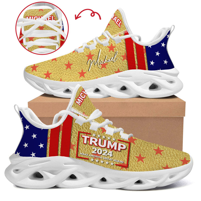 Trump Golden MaxSoul Shoes, Personalized Sneakers, Gift For Trump Fans, Election 2024