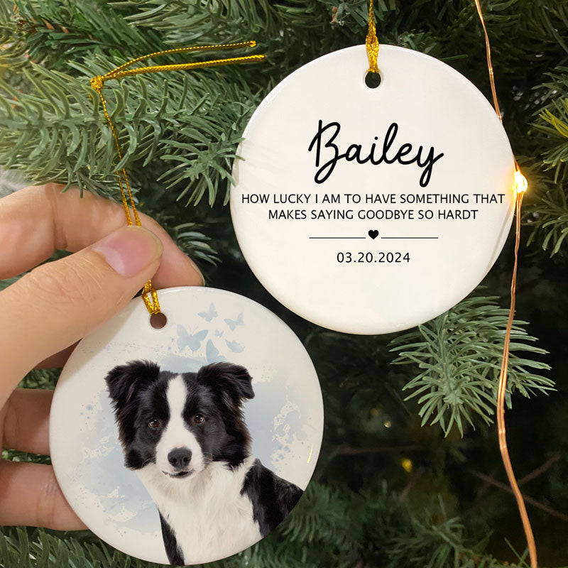 Saying Goodbye So Hard, Personalized Ornaments 2 Sides, Memorial Gift For Loss Of Pets, Custom Photo