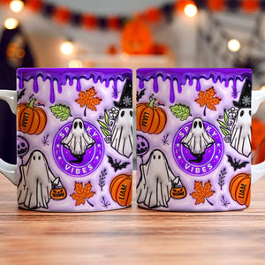 Purple Spooky Vibes 3D Inflated, Personalized Full Wrap Mug, Halloween Gifts