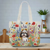 Personalized Dog Clipart Tote Bag, Custom Name Pet Lover Gift, Floral Dog Bag, Gift for Dog Mom, Cute Pillow Tote Bag