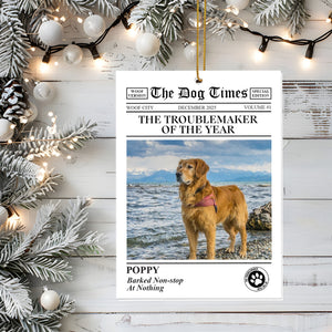 Title The Dog Times Newspaper Ornament, Personalized Shape Ornaments, Family Gifts, Christmas Ornament