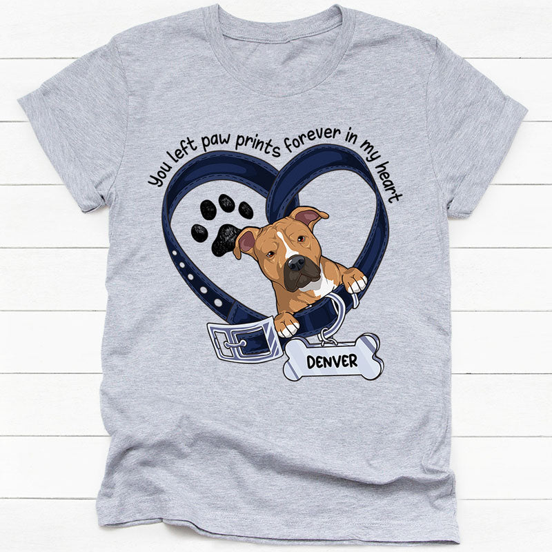 You Left Paw Prints In My Heart, Personalized Shirt, Gifts For Dog Lovers, Custom Photo