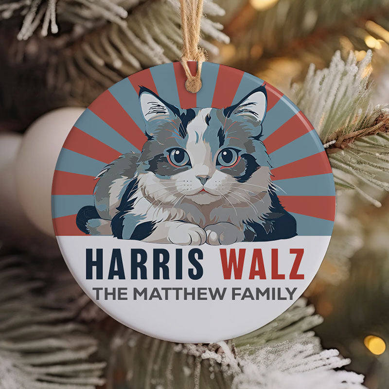 Harris Walz Cat, Personalized Ornament, Kamala Ornaments, Election 2024