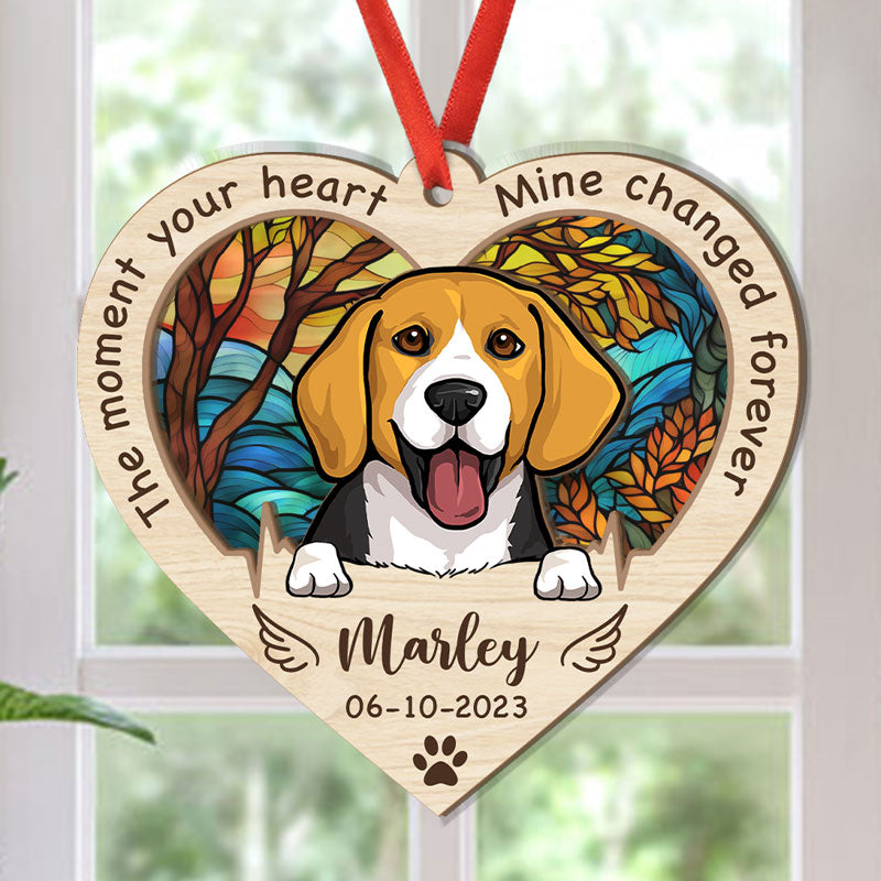 The Moment Your Heart, Personalized Suncatcher Ornament, Car Hanger Memorial Gifts
