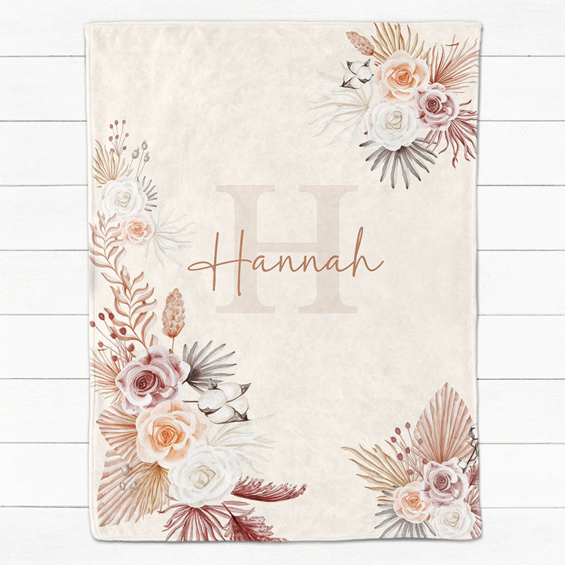 Custom Boho Vintage Blanket, Personalized Baby Blanket, Baby Shower Gift, Newborn Gift