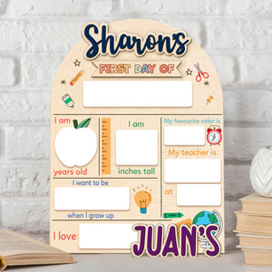 First Day Of School Custom Name, Personalized Wooden Reusable School Sign, Back To School Board, Gift For Kids