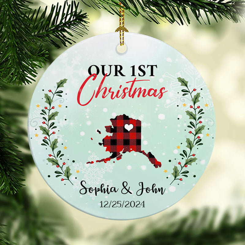 Our First Christmas, Personalized State Ornaments, Custom Christmas Gift