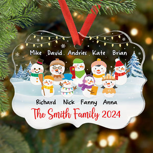 Snowman Family, Personalized Shape Ornaments, Christmas Gift For Family