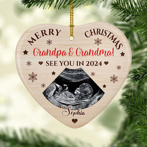 See You In 2025, Personalized Heart Ornaments, Baby Ornament, Custom Gift for Grandparents