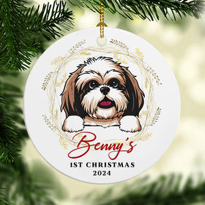 Unique Christmas Dog Ornaments, Personalized Circle Ornaments, Custom Gift for Dog Lovers