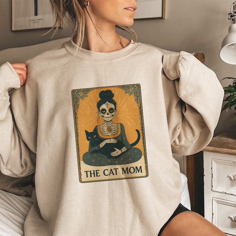 The Cat Mom Tarot Card Sweatshirt, Día de Muertos Style, Gift for Cat Mom, Gift for Pet Lovers