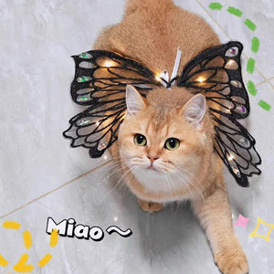 Dog and Cat Butterfly Glowing Wings, Summer Clothes for Pets, Small/Medium Dogs and Cats Halloween Costume