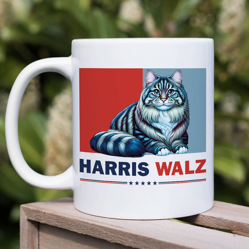 Harris Walz 2024 Cat Obviously Mug, Gift For Kamala Harris Supporters, Election 2024