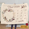 Floral Baby Milestone Blanket, Personalized Baby Blanket, Baby Shower Gift, Newborn Gift