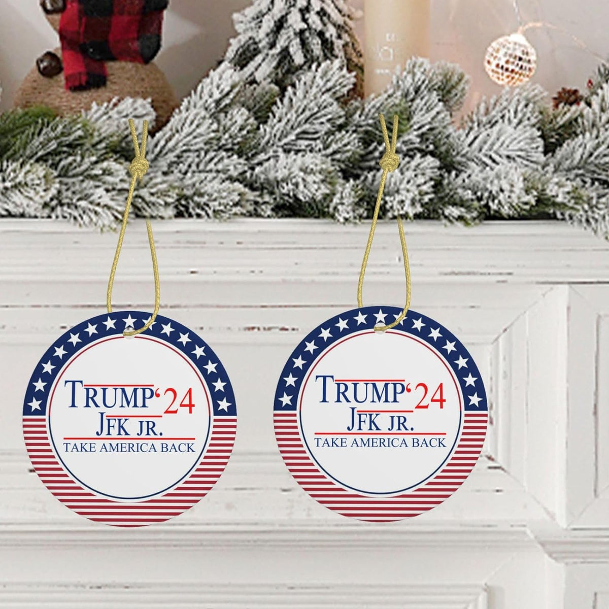 Trump-Jfk-Jr'24 Take America Back Christmas Ornaments, Election 2024
