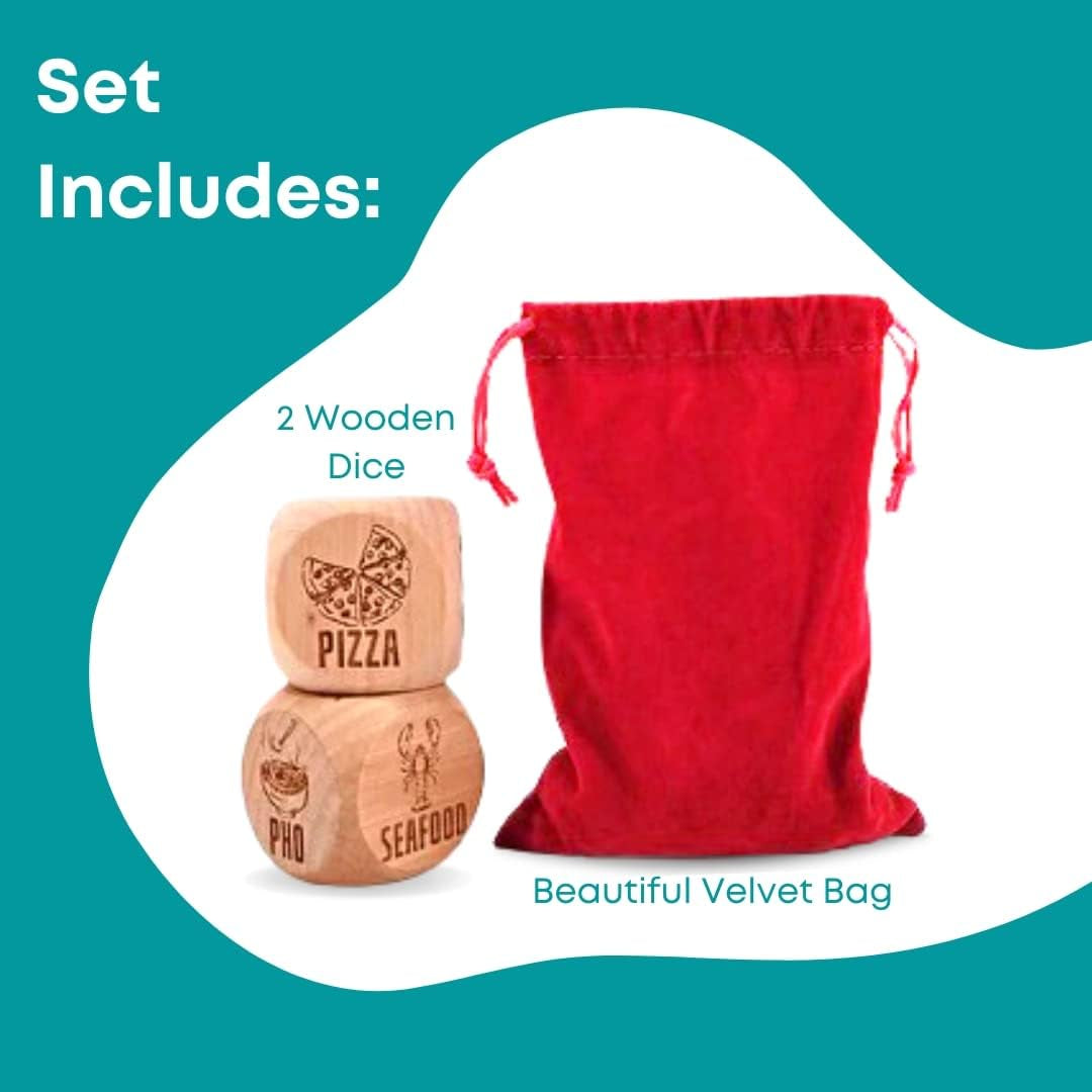 Date Night Dice for Couples 2 Engraved Wooden Food Takeout Dice Date Night Gifts for Couples Gifts for Girlfriend Fun Gifts for Her What to Eat Dice Dinner Choosing Dice for Couples