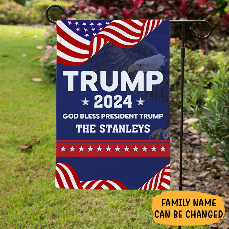 God Bless President Trump 2024, Personalized House Flag, Home Decoration, Election 2024