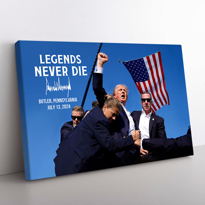 Legend Never Die Trump Assassination, Trump Shot, Personalized Canvas, Election 2024