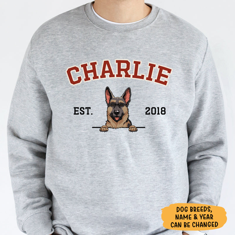 Peeking Dog Varsity Style, Personalized Shirt, Custom Gifts For Dog Lovers