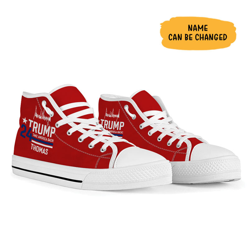 Take America Back Trump 24 Signature High Top Shoes, Personalized Trump Sneakers, Trump Shoes, Election 2024