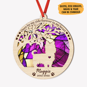 Once By My Side Dog Silhouettes, Personalized Suncatcher Ornament, Car Hanger Memorial Gifts
