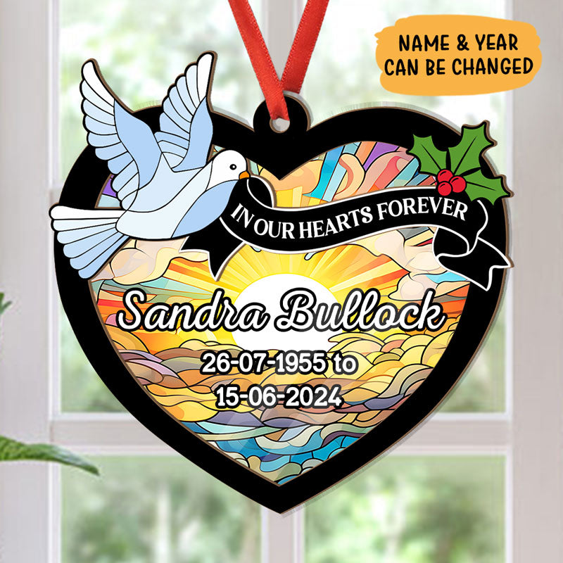 In Our Heart Forever, Personalized Memorial Suncatcher, Memorial Ornament For Loss Of Loved One