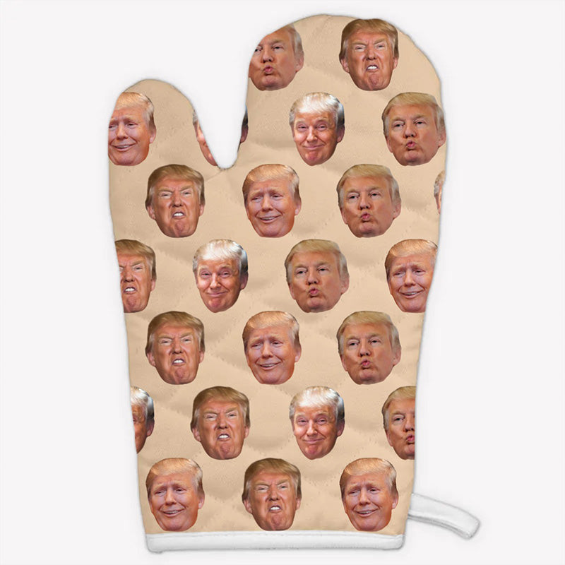 Custom Funny Trump Face Oven Mitts, Personalized Oven Mitt, Birthday Gift, Gift For Trump Supporters, Election 2024