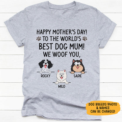 To The World's Best Dog Mom, Personalized Shirt, Mother's Day Gifts For Dog Mom