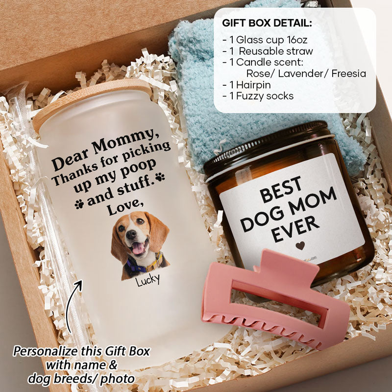 Thanks For Picking Up My Poop, Personalized Glass And Scented Candle, Mother's Day Gift Box