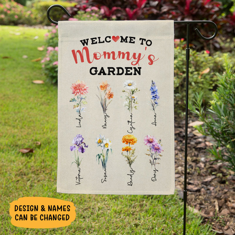 Grandma's Garden, Birth Month Flowers, Personalized Decorative Garden Flags