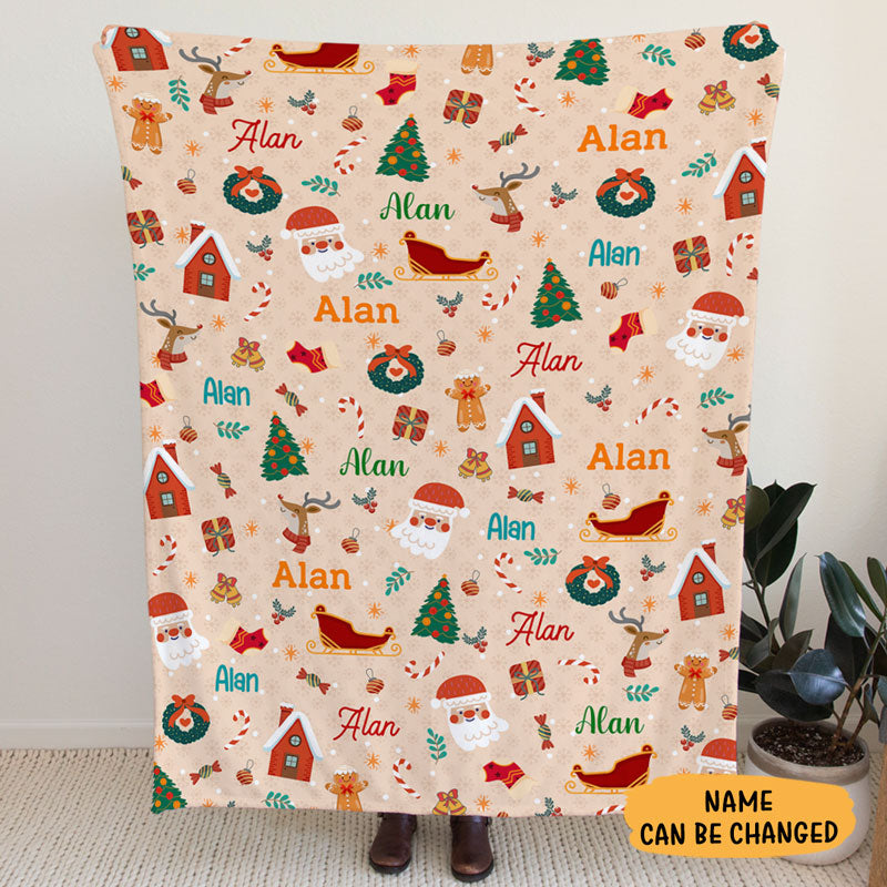 Christmas Santa Blanket, Personalized Baby Blanket, Baby Shower Gift, Newborn Gift