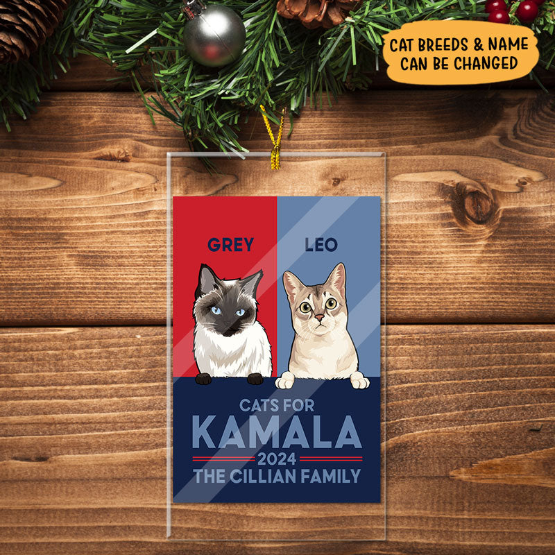 Cats For Kamala 2024, Personalized Shape Ornament, Gift For Kamala Harris Supporters, Custom Photo, Election 2024