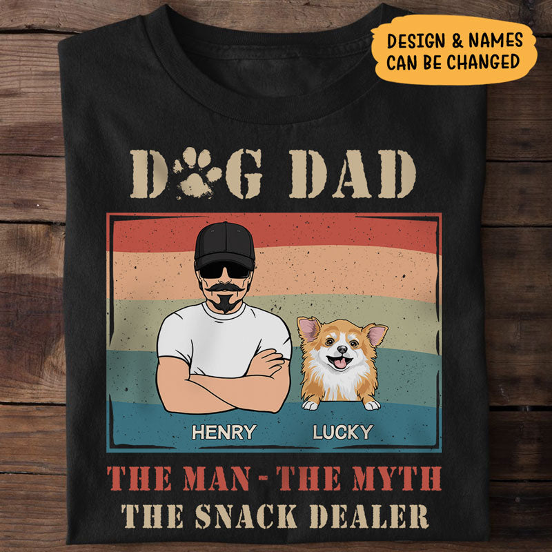 The Man The Myth The Snack Dealer, Personalized Dark Shirt, Gift For Dog Dad