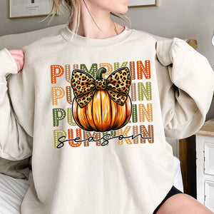 Retro Pumpkin Season Bow, Autumn Sweatshirt, Fall Girl Pumpkin Spice, Fall Vibes