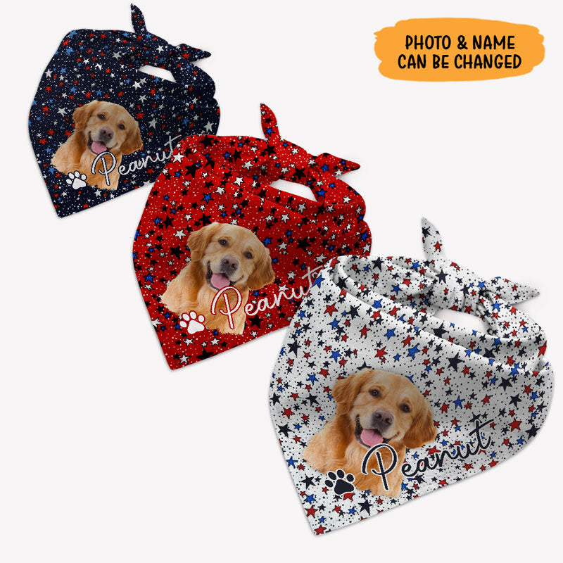 Star Pattern Bandana, Personalized Bandana, Custom Gifts For Dog, Custom Photo