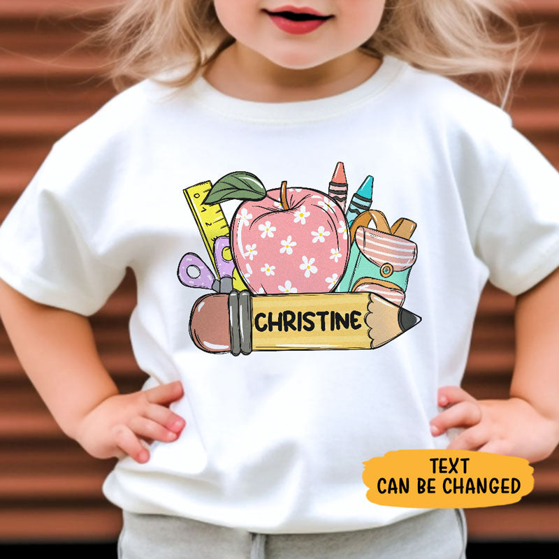 Back To School Apple, Groovy Pencil, Personalized Shirt, Gifts For