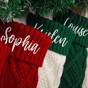 Family Christmas Stockings, Personalized Knitted Stocking, Embroidered Stockings With Name