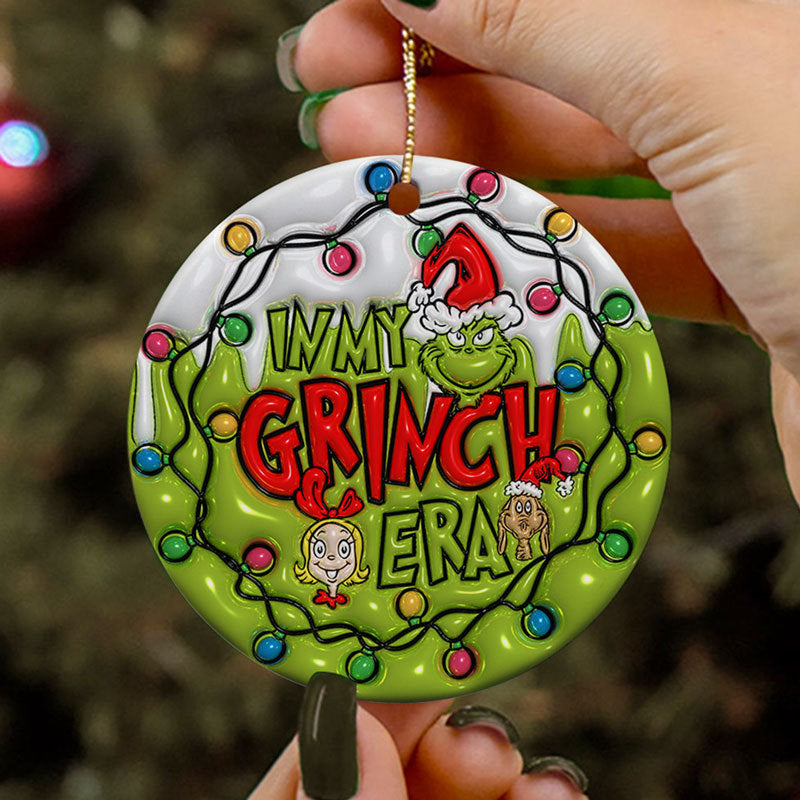 In My Grinch Era Ornament, 3D Inflated Christmas Ornament, Trendy Ornament, Gift For Family