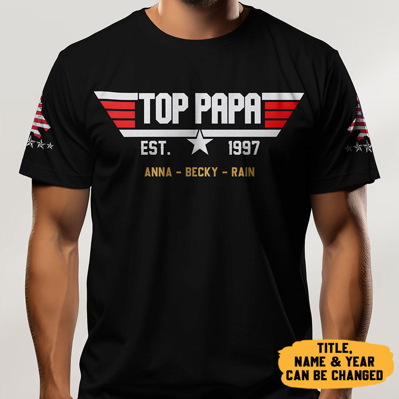Top Papa Shirt, Personalized Shirt, Father's Day Gifts For Dad