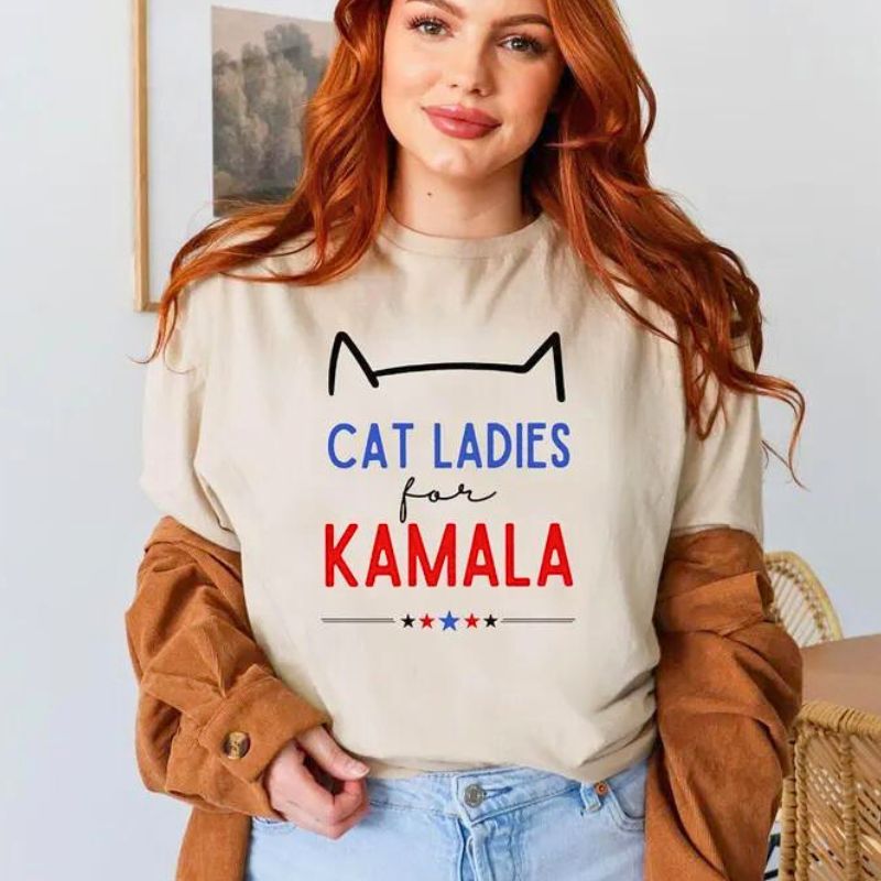 Cat Ladies For Kamala, Personalized Kamala Harris Shirt, Gifts For Cat Lovers, Election 2024