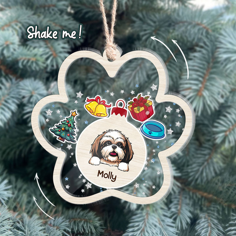 Dog Cat Peeking Ornament, Personalized 3 Layers Shaker Ornament, Gift For Pet Lovers